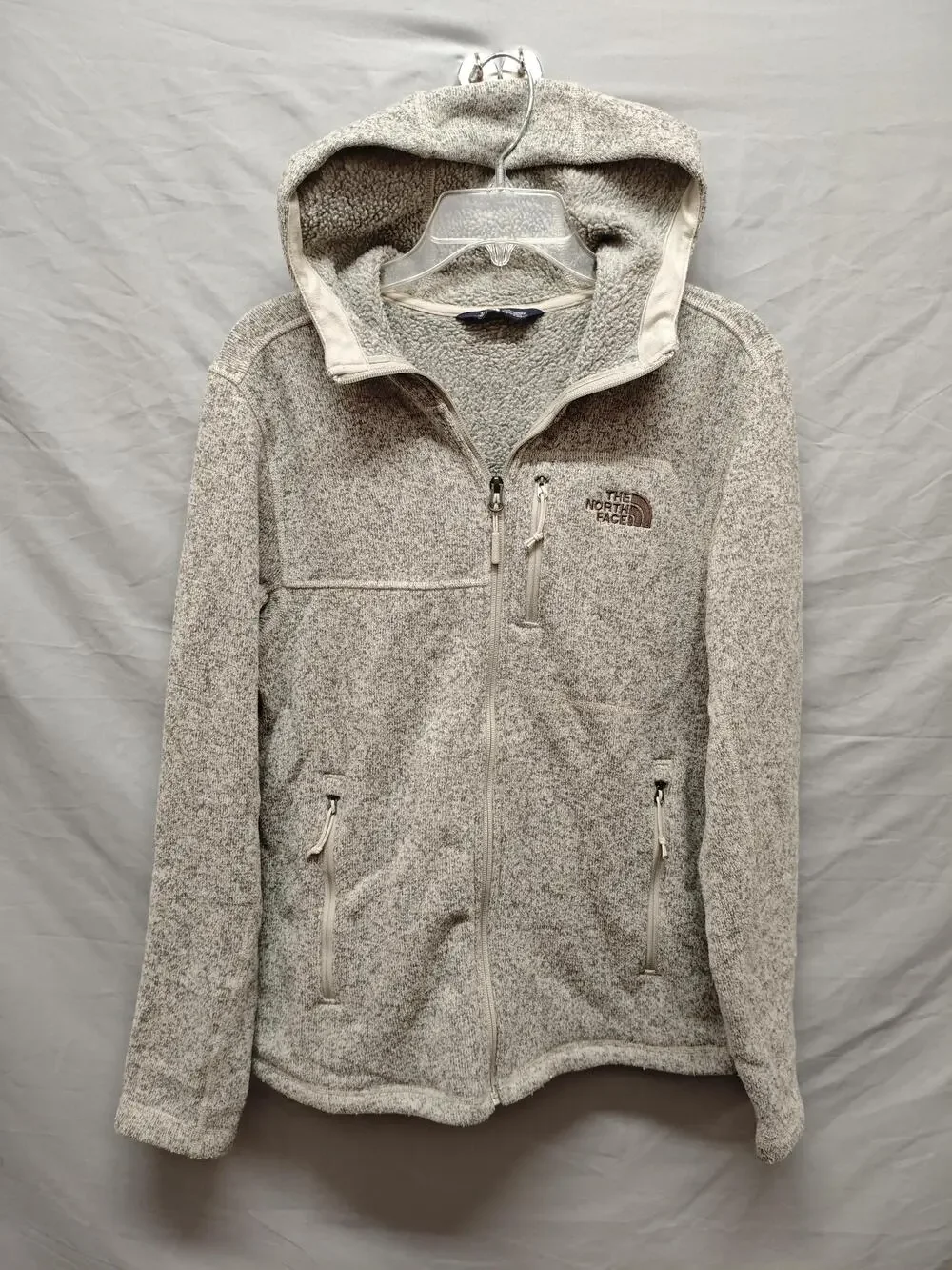 The North Face Jacket Mens Small Gray Hooded Sweater Fleece Full Zip Hiking